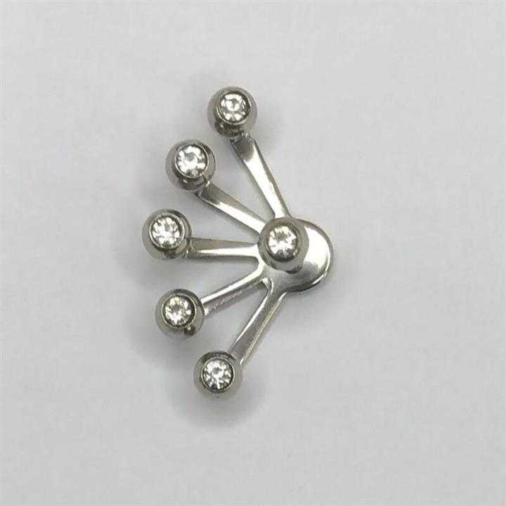 پیرسینگ نقره ای نگین دار تکی-استیل-رنگ ثابت-ضد حساسیت-پیچی